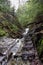 Dangerous trail across waterfall using Via Ferrata, Slovak P