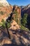 Dangerous trail in Zion National Park, Angel\'s landing