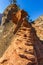 Dangerous trail in Zion National Park, Angel\'s landing