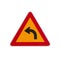 Dangerous turn left, warning traffic sign