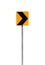 Dangerous turn right, yellow black road sign