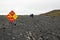 Dangerous waves sign on Icelandic beach