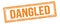 DANGLED text on orange grungy vintage stamp