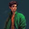 Daniel In Artgerm-inspired Green Sweater And Jacket