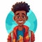 Daniel: A Vibrant Cartoon Character Illustration Of A Black Boy In Ankara Print