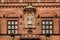 Danish archbishop and statesman Absalon statue on facade of historical Copenhagen City Hall, built in 1905 in Denmark