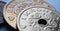 Danish coins. 1 Danish krone coin closeup. National currency of Denmark. Money horizontal stories for news about economy or