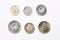 Danish coins on a white background