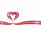 Danish flag heart-shaped ribbon. Vector illustration.