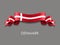 Danish flag wavy ribbon background. Vector illustration.