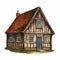 Danish Golden Age Inspired Oak Framed House Illustration