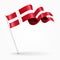 Danish pin wavy flag. Vector illustration.