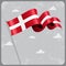 Danish wavy flag. Vector illustration.