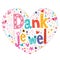 Dank je wel - thank you in Dutch type lettering heart shaped card