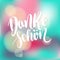 Danke schoen. Thank you in german. hand drawn brush lettering on colorful background.