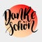 Danke schoen. Thank you in german. Vector hand drawn brush lettering on colorful gradient isolated on grey background