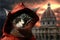 Dante Alighieri as a cat illustration generative ai