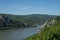 Danube border between Romania and Serbia. Landscape in the Danube Gorges