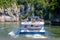 Danube Gorge, Bavaria, Germany, happy people on ship Kelheim - Weltenburg