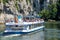 Danube Gorge, Bavaria, Germany, happy people on ship Kelheim - Weltenburg