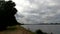 Danube near Regensburg with calm water and cloudy clouds