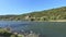 Danube river in autumn with clear clean blue water in sunshine in Bavaria