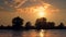 Danube River. Beautiful sunset landscape - Danube Delta, landmark attraction in Romania