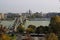 Danube river and the chain bridge in Budapest, Hungary.