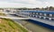 Danube river and passenger touristic ships moored in Bratislava, Slovakia