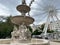 Danubius Fountain near the ferris wheel in Elisabeth Square. Budapest