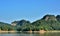 Danxia landform mountain with lake in Taining, Fujian, China