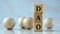 DAO - acronym on wooden cubes on the background of light balls