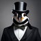 A dapper penguin sporting a bowtie and a top hat, ready for a formal event4