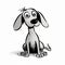 Dappled Dog Cartoon: Expressive Black And White Illustrations