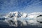 Dappled skies over antarctic mountain landscape