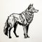 Dappled Wolf Tattoo: Detailed Character Illustration With Stark Contrast