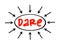 DARE - Define Assess Respond Evaluate acronym text with arrows, concept for presentations and reports