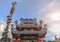 Dargon statue on Shrine roof ,dragon statue on china temple roof as asian art