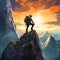 Daring Adventurer Scaling Towering Peak in Futuristic Climbing Gear