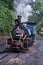 Darjeeling, West Bengal, India - Close up detail of steam engine toy train of Darjeeling Himalayan railway at station, Darjeeling