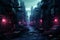 .Dark Alley in Cyberspace, Hyper Detailed Digital Art