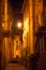 Dark Alleys Lightened By Lamps in the Little Town of Laino Borgo, in the South of Italy