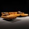 Dark Amber Leather Sectional Sofa On Black Background