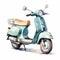 Dark Aquamarine Watercolor Moped Illustration With Realistic Detail