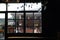 Dark Art Beautiful Internal Shop View with Evening Light. windows, door