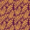 Dark autumn leaves pattern. Vector seamless texture in orange color. Can be used for wrapping, textile and package design.