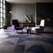 Dark Azure And Navy Tile Living Room With Industrial Materials