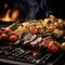 On a dark background, Estetica captures the essence of grilling and barbecue with beautifully arranged tomatoes, greens