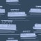 Dark Background Semi-Oblique Pontoon Boats Vector Illustration Seamless Pattern