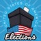 Dark Ballot Box Ready for the American Elections, Vector Illustration